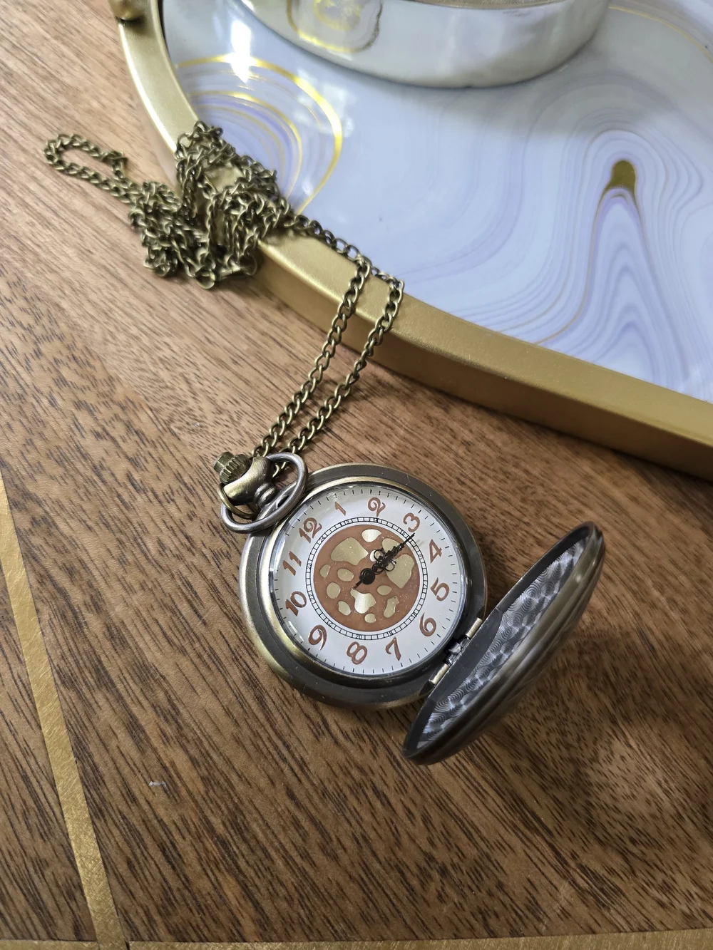 Men's Bronze-Tone Pocket Watch Necklace - Antique Style